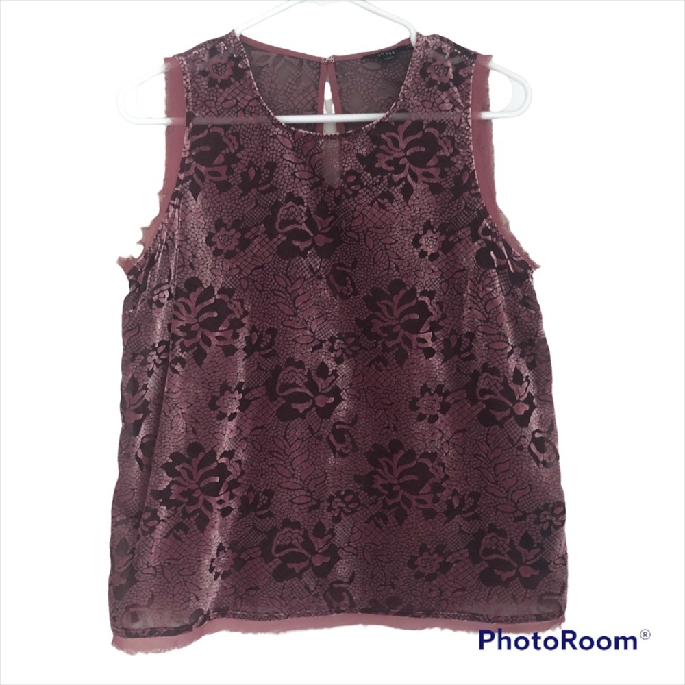 Y2K GUESS Burnout Mauve Sleeveless Shell Top Y14